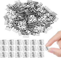 100 Pcs Mini Hinges 10x8mm Small Hinges for Crafts with 400 Screws 180 Degree Ti