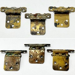 Vintage Ornate Brass Cabinet Hinges Set 3 Decorative Furniture Hardware