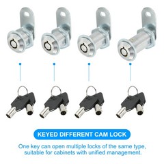 16mm Cabinet Cam Lock with Key Cylinder Tubular Cam Keyed Different