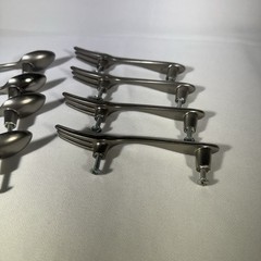 Set of 8 Utensil Drawer Cabinet Pulls 4 Fork 4 Spoon Handle Kitchen Bar Silver