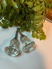 LOT 4; DRAWER CABINET KNOBS PULLS Flower Floral Clear Glass Fancy Chic Cottage