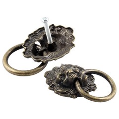 Zorfeter 6 Pcs Lion Head Knobs Pull, Antique Bronze Ring Pull Handles for Dre…