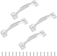 Bivethoi 4Pcs 4 Inch Vintage Barn Door Pulls Utility Cabinet Handles, Screw in D