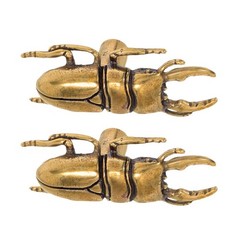 2Pcs Light Brown Brass Beetle Knobs Durable Cabinet Handles for Dressers