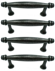 4-pc 3″ Drawer Pulls Tumbled Dark Gunmetal Cabinet Hardware Cabinet Knobs Handle