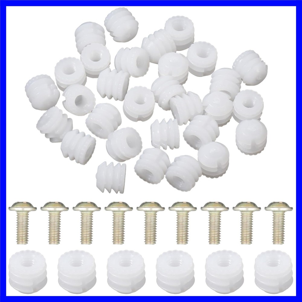 30 Set Furniture Fasteners, Plastic Hinge Dowel Inserts with Stainless Steel …