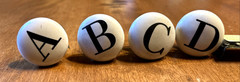 Vintage Hand Painted Ceramic Drawer Cabinet Pulls Set Of 4 approx 1.5″