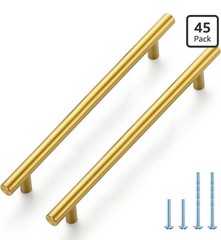 45 Pack Brushed Brass Cabinet Pulls 10″ w 7.5″ (192mm) Centers, Stainless Steel