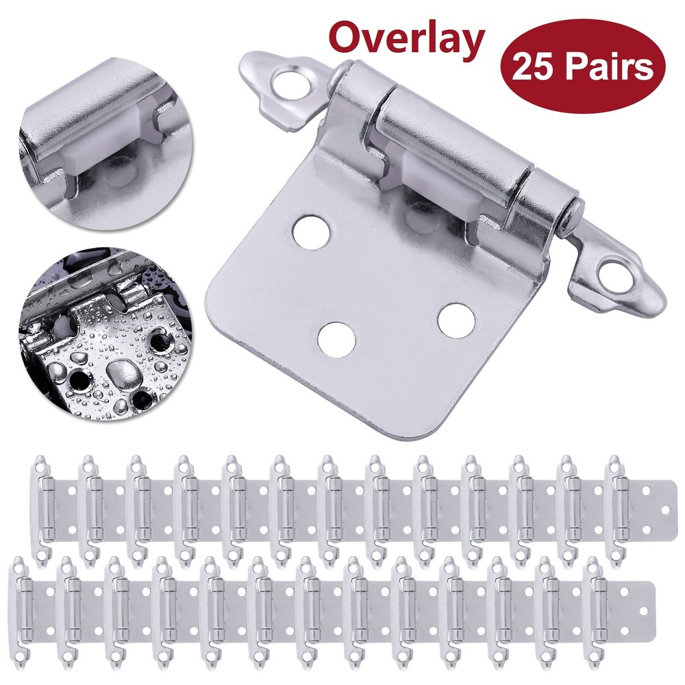 50X Overlay Self Closing Face Mount Cupboard Door Hinge Kitchen Cabinet Hinges