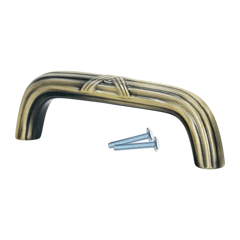 Rok Classic Crisscoss Style Rustic Brass Kitchen Cabinet Pull Handle 3″ P42876RB