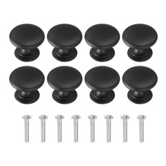 8Pcs Cabinet Knobs, 0.98″ Single Hole Round Drawer Knob with Screws, Black