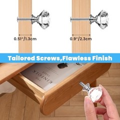 32 Pcs 30mm Diamond Clear Crystal Drawer Knobs, Glass Cabinet Pulls, Easy Instal
