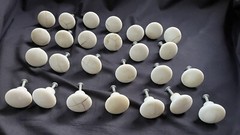 Vintage White plastic Cabinet Drawer Pulls / Knobs Lot of 26 Approx 1.5” Dia