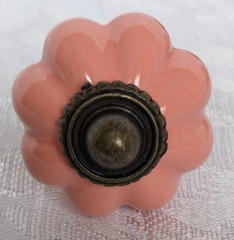 Seimneire PINK Ceramic Pumpkin Cabinet Dresser Draw Pulls Knobs Hardware 1 Piece