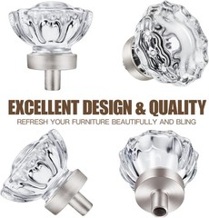 4pk Brushed Nickel Crystal Glass Knobs