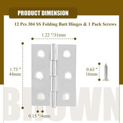 20pcs 2 Inch Butt Hinges Stainless Steel Cabinet Hinges Small Door Hinges Window
