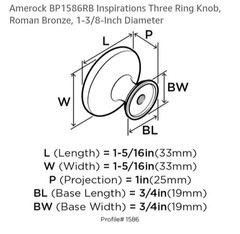 Amerock Inspirations Roman Bronze 1-3/8″ Mushroom Cabinet Knob BP1586-RB