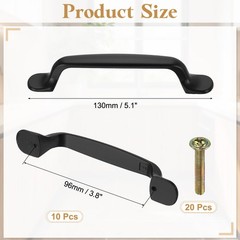 10 Pcs 5.1″(130mm) Drawer Pulls Aluminum Alloy Kitchen Handles Black