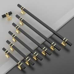 Asidrama 10 Pack 5 Inch(128mm) Matte Black and Gold Kitchen Cabinet Handles