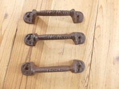 3 Cast Iron Rustic Handles *ROUGH PATCHES* Drawer Pulls Farmhouse Primitive