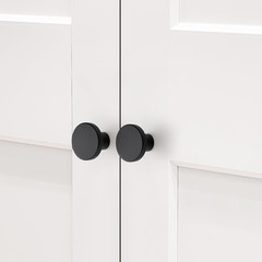 10 Pack Black Cabinet Knobs, 1-1/5 Inch Round Drawer Knobs for Kitchen Cabinets,
