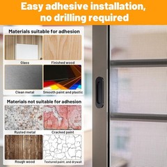 2pc Self-Adhesive Sliding Door Handles 4″ Black Aluminum Pulls No-Drill Handles