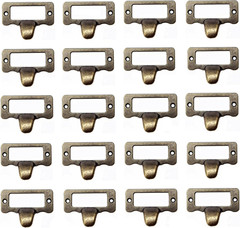 20Pcs Antique Iron Label Frame Card Holder Cup Pull Handle Drawer Box Case Cabin