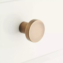 Orvin SH481263 Brass Flat Round Cabinet Knob 1-1/8″ Diameter Antique Brass