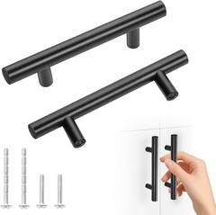 10 Pack 5 Inch Cabinet Handles Matte Black, Stainless Steel Drawer Pulls for Kit