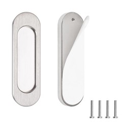 Self Stick Oval Sliding Door Pulls Aluminum Recessed Handle 100mm 2 PCS
