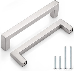 (10 Pack) 5 inch Holes Centers Square Kitchen Cabinet Handles Stainless Steel Ca