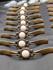 Vintage Lot of 18 Amerock Handle Pulls Speckled Ceramic Antique Brass 1970s MCM