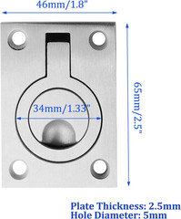 1Pcs Flush Pull Ring Handles 2.5 X 1.8 Hidden Recessed Furniture Handle 304 S