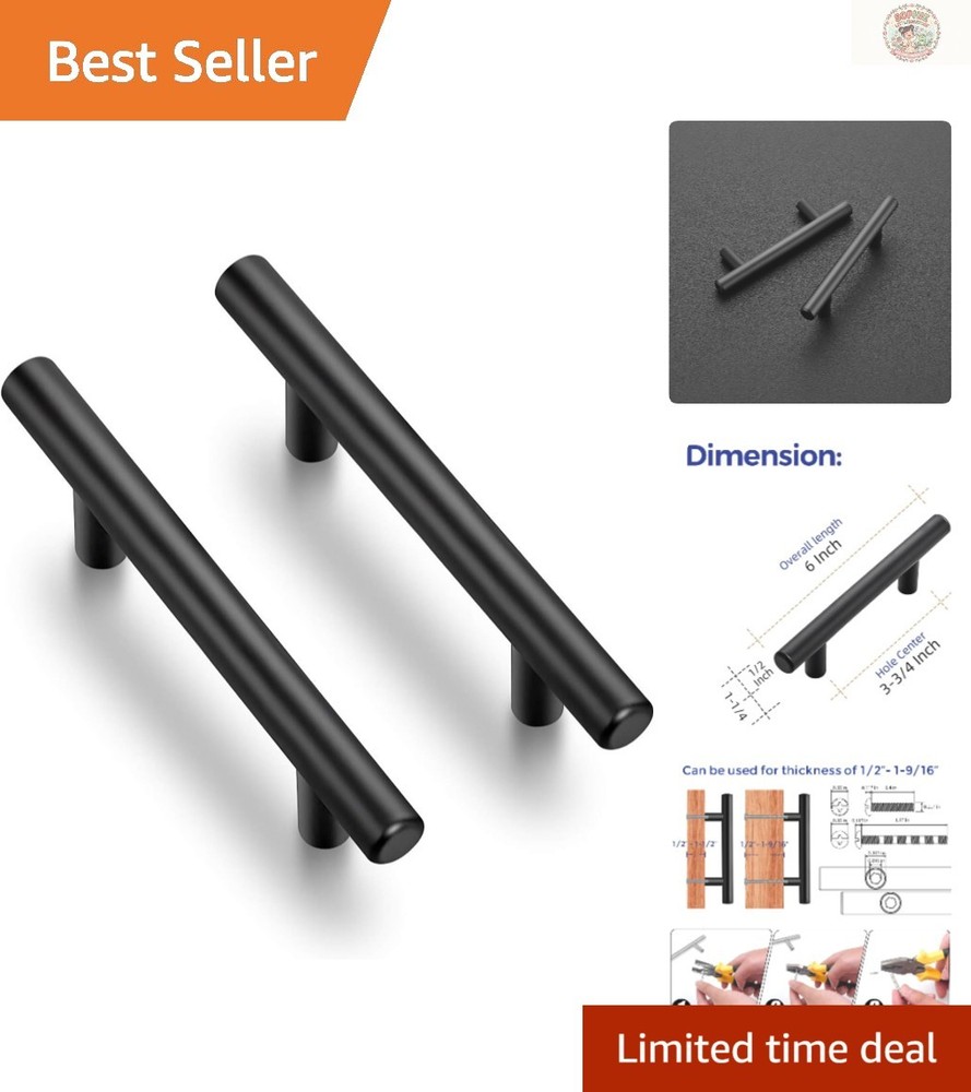 Stylish 6 Inch Black Stainless Steel Cabinet Handles – 4 Pack for Universal Fit