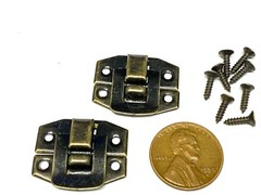 2 Sets 24mm x 19mm Antique Brass Mini screws Box Decorative Case Hasp Latch E14