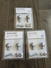 New IKEA BAGGANÄSKnob, stainless steel, 13/16 ” 2pack Total 6, Bathroom Kitchen