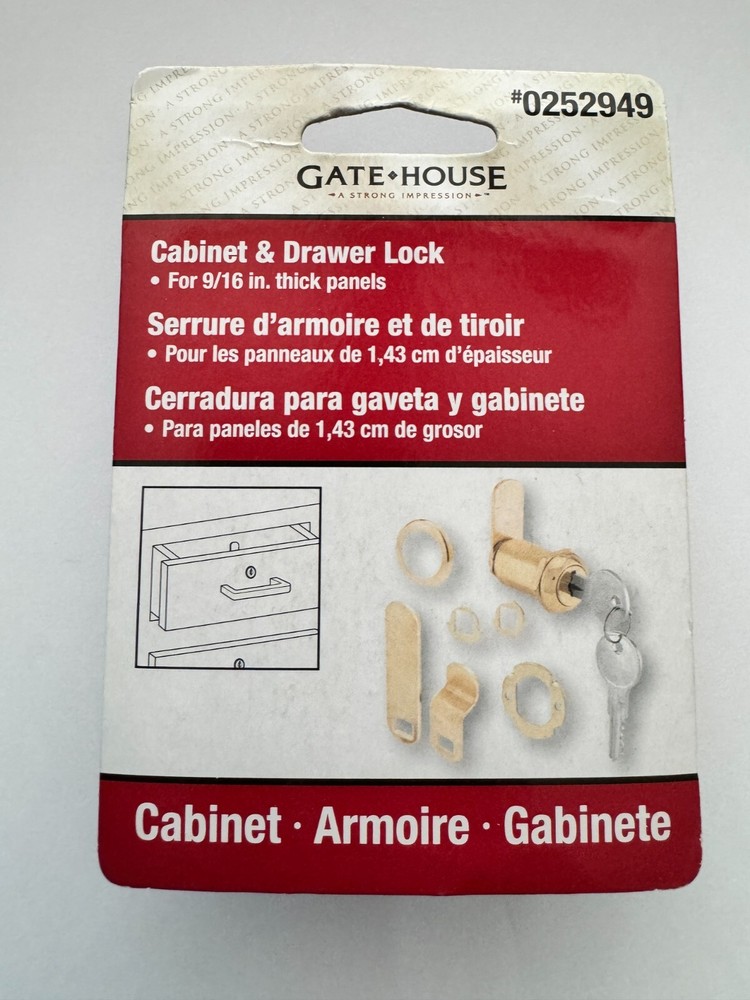 Gatehouse 7/8-in Brass Die-Cast Drawer and Cabinet Lock # 0252949