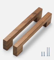 Evionlin Walnut Square 7-1/2in 10pcs Wooden Cabinet pulls Handles w/screws