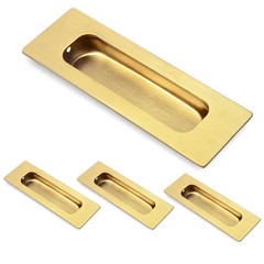 4 PCS 120mm Flush Sliding Closet Door Pulls Recessed Finger Brushed Gold 4.75 in