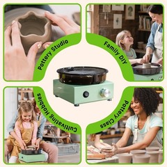 Alldeer Mini Pottery Wheel Kit – 6″ Turntable Two-Way Rotation Clay Wheel, Me…