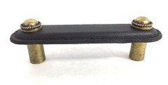 Vicenza Designs Equestre 3 in Leather Pull Black Antique Brass K1172