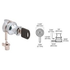 CRL Chrome Plated Cylinder Lock for 1/4″ Glass Doors