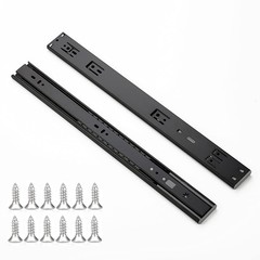 Soft Close Drawer Slides 18 Inch Ball Bearing Full Extension Black 2 Pairs