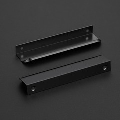 8 PCS Black Cabinet Handles 5.9 Inch Finger Edge Pulls 5 Inch Hole Center