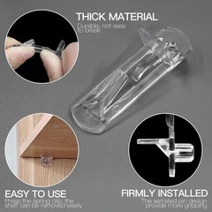 16pcs Locking Shelf Pins – 7.9mm Cabinet Shelf Pegs, Clear Plastic Shelf Clip…