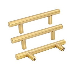 Pack Gold Cabinet Handles Brushed Brass Drawer Pulls Gold 3in Hole Centers 10