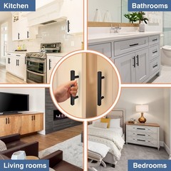 AEEKEL 30 Pack 6 inch Square Cabinet Handles Matte Black Drawer Pulls, 3-3/4 Hol