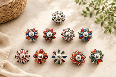 12 Original Marrakesh multicolour drawer knob mosaic ceramic cabinet knob