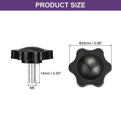 8Pcs Clamping Screw Knob, M6 x 14mm Hex Shaped Star Knob, 25mm Dia