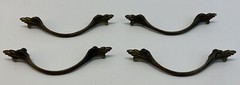 Vintage Brass Tone Victorian Style Leaves ~Lot Of 4~Drawer Door Pulls ~4 3/8″ ~